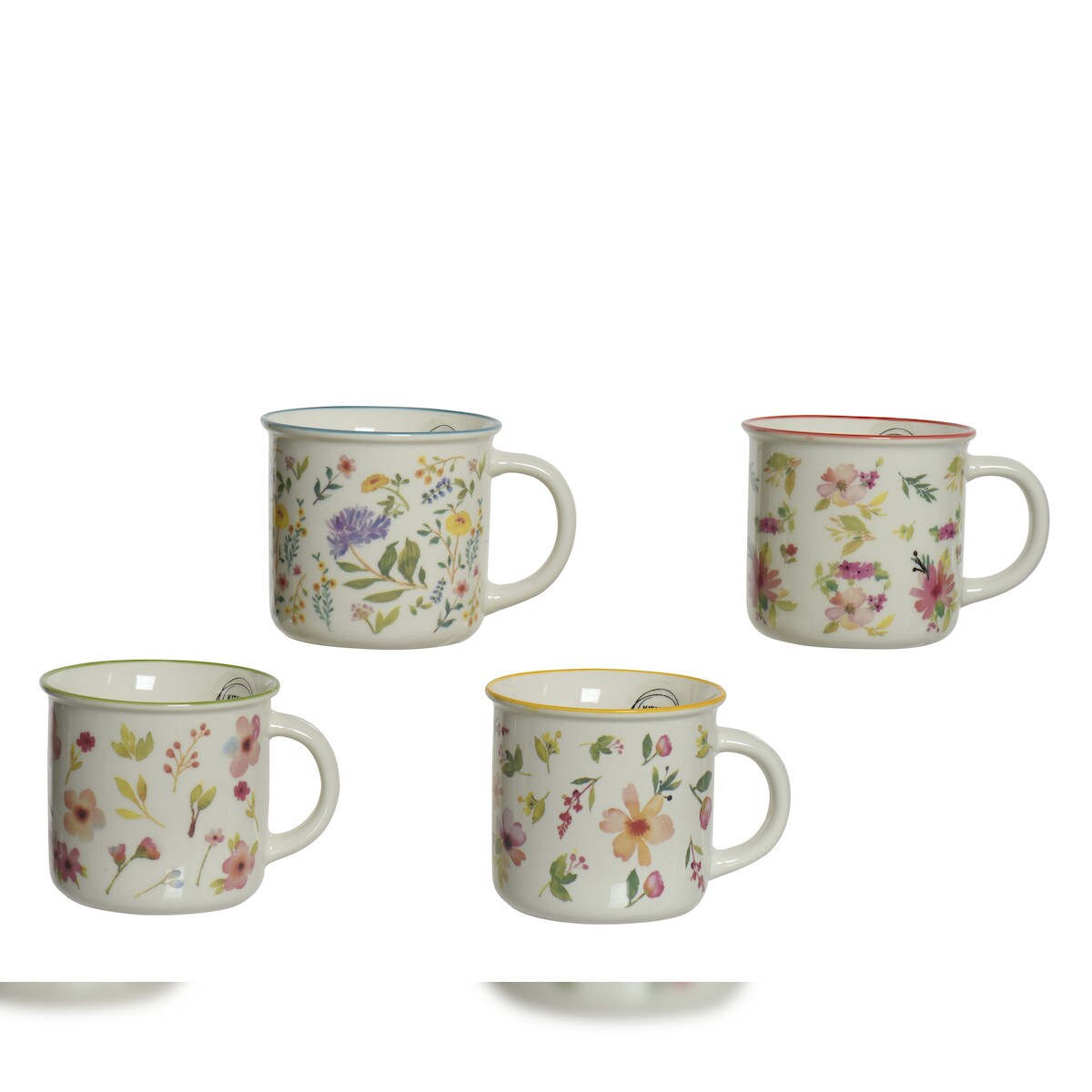 Decoris 1 Blumentasse 12cm Porzellantasse Blumenmuster Teetasse Kaffeetasse Teebecher Vintage Porzellan Tasse Blumen Muster Becher Geschirr Geschenk Bunt Image