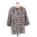 Ashley Stewart 3/4 Sleeve Blouse: Brown Leopard Print Tops - Women's Size 14 Plus