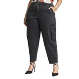 Plus Size Women's Barrel Leg Utility Trouser Jean by ELOQUII in Black (Size 20)