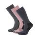TOG24 Villach 3 Pack Womens Trek Socks Dark Grey Marl/Faded Pink/Washed Blue - Multicolour Wool - Size Small