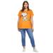 Plus Size Women's Peanuts Short-Sleeve Orange Snoopy Mummy Crew Tee by Peanuts in Orange Snoopy Mummy (Size 1X)