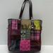 Coach Bags | Coach Tote Bag Signature Canvas/Suede Wire-Red And Pink Patchwork Pattern 12x10 | Color: Pink/Red | Size: Os