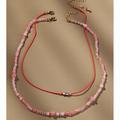 Anthropologie Jewelry | Anthropologie Beaded Cord Necklaces Set Of 2 | Color: Orange/Pink | Size: Os