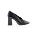 Zara Heels: Slip On Chunky Heel Work Black Print Shoes - Women's Size 37 - Almond Toe