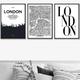 FRAMED Wall Art Set of 3 LONDON Skyline Street Map Black and White Art Prints Graphical Cityscape Wall Pictures Posters ARTZE