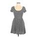 LA Hearts Casual Dress - Fit & Flare: Gray Stripes Dresses - Women's Size Large