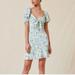 Anthropologie Dresses | Anthropologie Forever That Girl Sweetheart Tie Puff Sleeve Mini Dress Floral Xs | Color: Green/White | Size: Xs