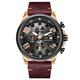 Men's Ultra Slim Quartz Watch Casual Business Water Resist Analog Watches Multi Dial Stainless Steel Leather Strap Chronograph Fashion Wristwatch,Rose Gold A5