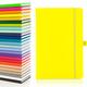 50 x Bulk Pack of Notes London Eco A5 Notebook with Lined Pages, Pen Loop, Ribbon, Date Marks and Paper Pocket, Medium Hardback Journal, Note, fluorescent, sustainably sourced paper (Neon Yellow)