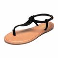 COLGO Thong Flat Sandals, Casual T Strap Dress Sandals, Adjustable Ankle Buckle Dress Thong Sandals with Strappy for Women Summer Wedding, New Black/Sdl, 6 UK