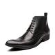 LMLTOP New Men's Ankle Boots Anti-slip Block Heel Slip Resistant Snip Toe Burnished Toe Carved Brogue Win Tip PU Formal Work Stylish (Color : Black, Size : 6 UK)