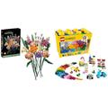 LEGO 10280 Icons Blumenstrauß, Künstliche Blumen, Set für Erwachsene & 10698 Classic Große Bausteine-Box, Konstruktionsspielzeug