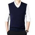 SAWEEZ Mens V-Neck Knitted Vest Jumper, Sleeveless Plain Cashmere Sweater Fine Knit Vest Jumper Wool Waistcoat Casual Business Pullover Gilets Loose Knitwear Tank Top,Navy,Xl