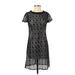 G by Giuliana Rancic Casual Dress - A-Line High Neck Short sleeves: Black Print Dresses - Women's Size X-Small