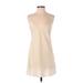 DKNY Casual Dress - Mini V-Neck Sleeveless: Ivory Print Dresses - Women's Size X-Small