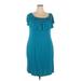 Lane Bryant Casual Dress - Mini Boatneck Short sleeves: Teal Print Dresses - Women's Size 18 Plus