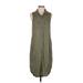 BP. Casual Dress - Shirtdress Collared Sleeveless: Green Print Dresses - Women's Size Small