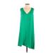 BCBGMAXAZRIA Casual Dress - A-Line V Neck Sleeveless: Green Print Dresses - Women's Size Small