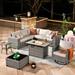 OVIOS Baili 9 Piece Sectional Seating Group w/ Cushions Synthetic Wicker/All - Weather Wicker/Wicker/Rattan in Gray | Outdoor Furniture | Wayfair