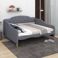 Alcott Hill® Chieko Full Size Vintage Upholstery Daybed w/ Button Tufted Backrest Upholstered/Linen in Gray | 38.6 H x 56.3 W x 79.5 D in | Wayfair