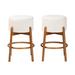 Corrigan Studio® Baxton Studio Luseane Modern Japandi Cream Boucle Fabric & Walnut Finished Wood 2-Piece Bar Stool Set Wood/Upholstered | Wayfair