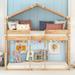 Solid Wood Twin Over Twin Bunk Bed with Tent, Playhouse Loft Bedframe