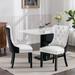 PU Leather Dining Chair White Button Tufted Barstools Set of 2, Hight Back Bar Stools with Nailhead Trim for Dining Room