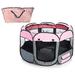 Lightweight Wire-Framed Folding Collapsible Playpen Travel Cat Dog Playpen Features Breathable Mesh Zippered Entrances With Carrying Case