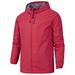 Men s Solid Color Lightweight Outwear Waterproof Work Windbreaker Long Sleeve Outdoor Hooded Jacket Rain Jackets Red 2XL