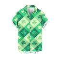 DDAPJ pyju Mens Short Sleeve Hawaiian Shirt 2024 St. Patrick s Day Green Plaid Print Button Down Bowling Shirts Summer Casual Holiday Beach Tops Lightning Deals of Today Green M