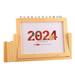 Solid Wood Frame Desk Calendar 2024 Dragon Year Tabletop Ornaments Wooden Monthly Calendar Room Decor 2024