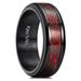King Will Spinner 8mm Stainless Steel Ring Anxiety Relief Red Celtic Dragon Black Carbon Fibre Inlay Fidget Wedding Ring 10.5
