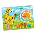 Almencla Animal Wooden Puzzle Montessori Toy Drawing Board Early Learning Wooden Jigsaw Puzzle Alphabet Animal Puzzle for Children giraffe
