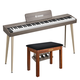 Donner DDP-60 88-Key Semi-Weighted Upright Keyboard Piano - Grey / Piano+Brown Bench