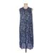 Bobeau Casual Dress - Shift Crew Neck Sleeveless: Blue Dresses - Women's Size 1X