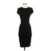 Love...ady Casual Dress - Midi Crew Neck Short sleeves: Black Print Dresses - Women's Size X-Small