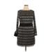 Banana Republic Cocktail Dress - Sweater Dress: Black Chevron/Herringbone Dresses - Women's Size 12