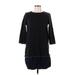 Trafaluc by Zara Casual Dress - Mini Crew Neck 3/4 sleeves: Black Print Dresses - Women's Size Large