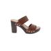 Mia Heels: Slip-on Chunky Heel Boho Chic Brown Print Shoes - Women's Size 6 - Open Toe