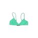 Swimsuit Top Green Print V-Neck Swimwear - Women's Size Small