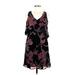 Jessica Simpson Casual Dress - A-Line V Neck Sleeveless: Black Floral Dresses - Women's Size 6