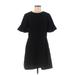 Banana Republic Casual Dress - A-Line Crew Neck Short sleeves: Black Print Dresses - Women's Size 6