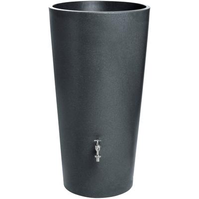 Regenwassertank ARVES "Flower", grau (anthrazit), H:110cm Ø:60cm, Kunststoff, Regentonnen