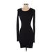 Long Tall Sally Casual Dress - Mini Scoop Neck Long sleeves: Black Solid Dresses - Women's Size X-Small