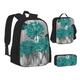 TRESILA Backpack for Kids Boys Girls Durable Polyester Schoolbag Rucksack Books Bag with Lunch Bag and Pencil Case (3 in 1 Backpack Set) /Gray Teal Flower Butterfly
