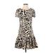 Betsey Johnson Casual Dress: Ivory Animal Print Dresses - Women's Size 4