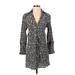 Zara Casual Dress - Shirtdress V Neck Long sleeves: Black Floral Dresses - Women's Size Small