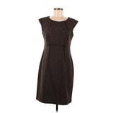 Connected Apparel Casual Dress - Sheath Crew Neck Sleeveless: Brown Jacquard Dresses - Women's Size 8 Petite