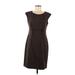 Connected Apparel Casual Dress - Sheath Scoop Neck Short sleeves: Brown Dresses - Women's Size 8 Petite