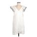 J.Crew Casual Dress - Shift V Neck Short sleeves: White Print Dresses - Women's Size 6